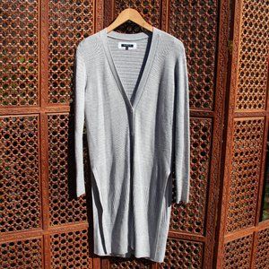 Grey textured longline cardigan by Lafayette